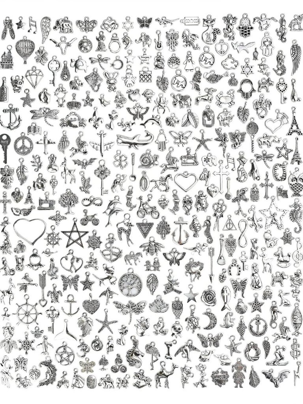 300 PCS Wholesale Bulk Lots Jewelry Making Charms Mixed Smooth Tibetan Silver Al